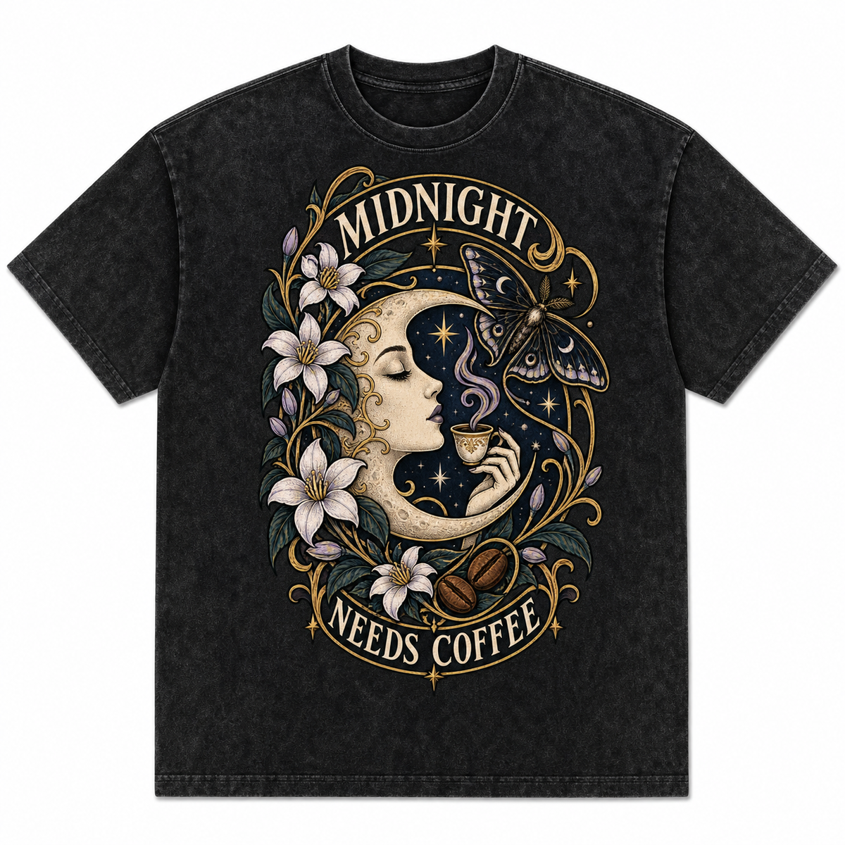 Midnight Needs Coffee Vintage Tee